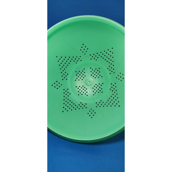 Tupperware #339-3 Green Footed Colander Strainer Star Pattern Vintage USA - Picture 9 of 9
